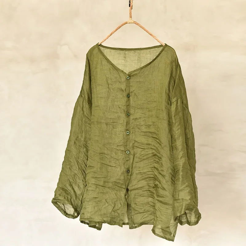 Vintage Linen Mori Blouse: Eco-Friendly Summer Fashion
