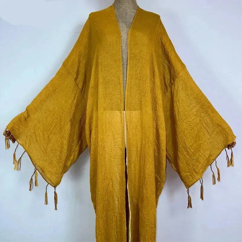 Kimono Kaftan Boho Soft Cardigan Fringed sleeves