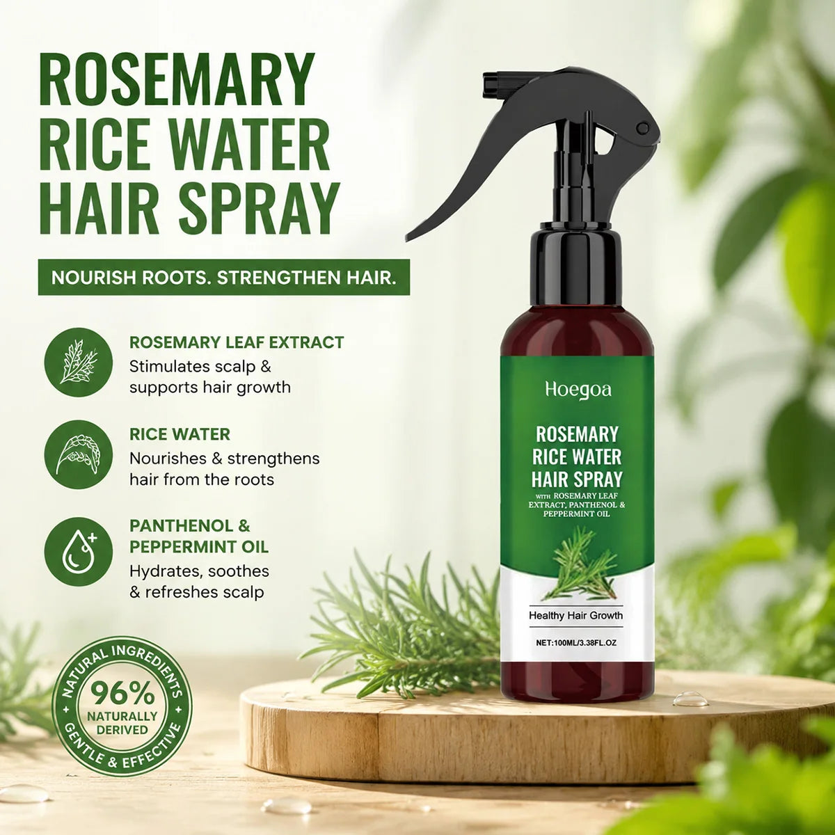 Rice Water Hair Spray with Rosemary (3.38 fl oz / 100ml)