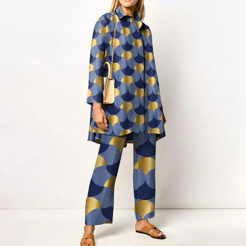 Vintage Printed Pant Sets for Women - Chic Autumn Style