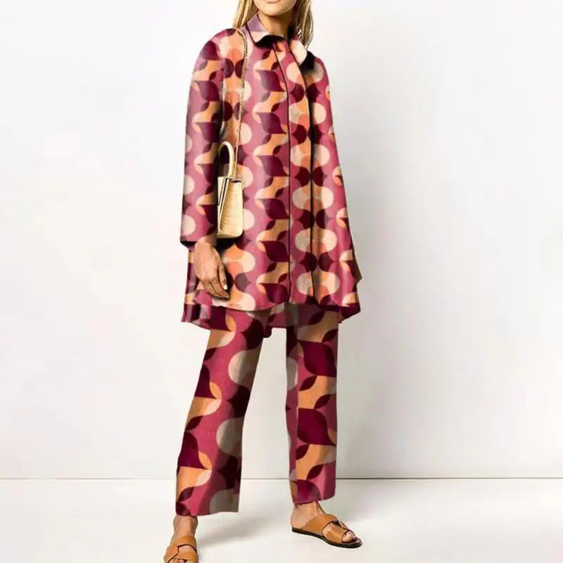 Vintage Printed Pant Sets for Women - Chic Autumn Style
