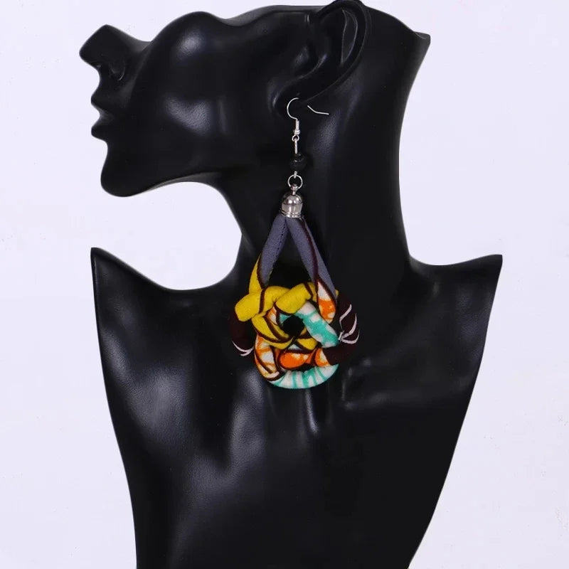 Handmade African Fabric Earrings With Tassels