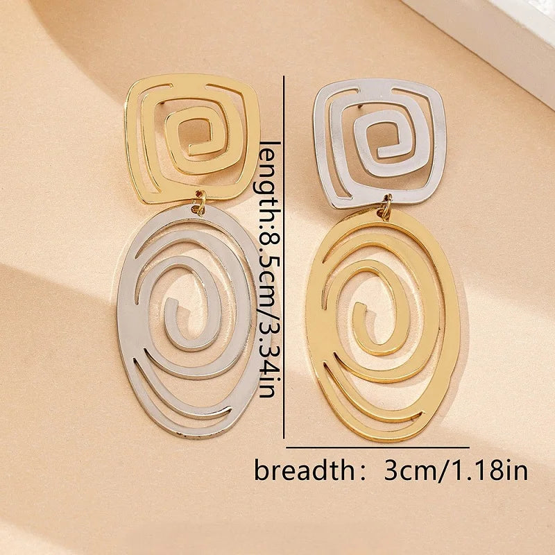 Bold Spiral Duo-Tone Statement Earrings