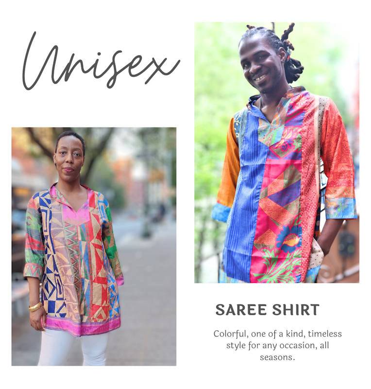Unique en son genre unisexe Saree Shirt