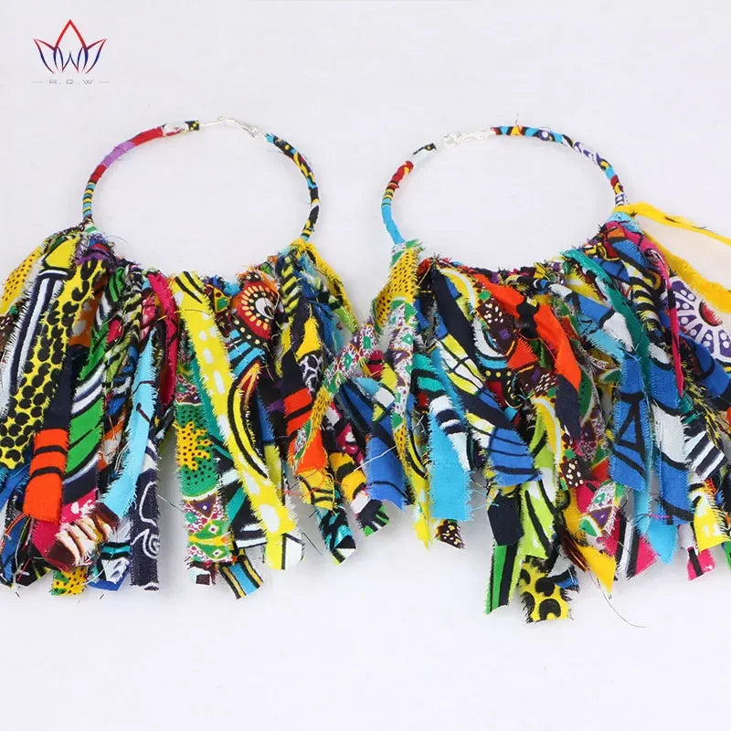Handmade African Fabric Earrings With Tassels