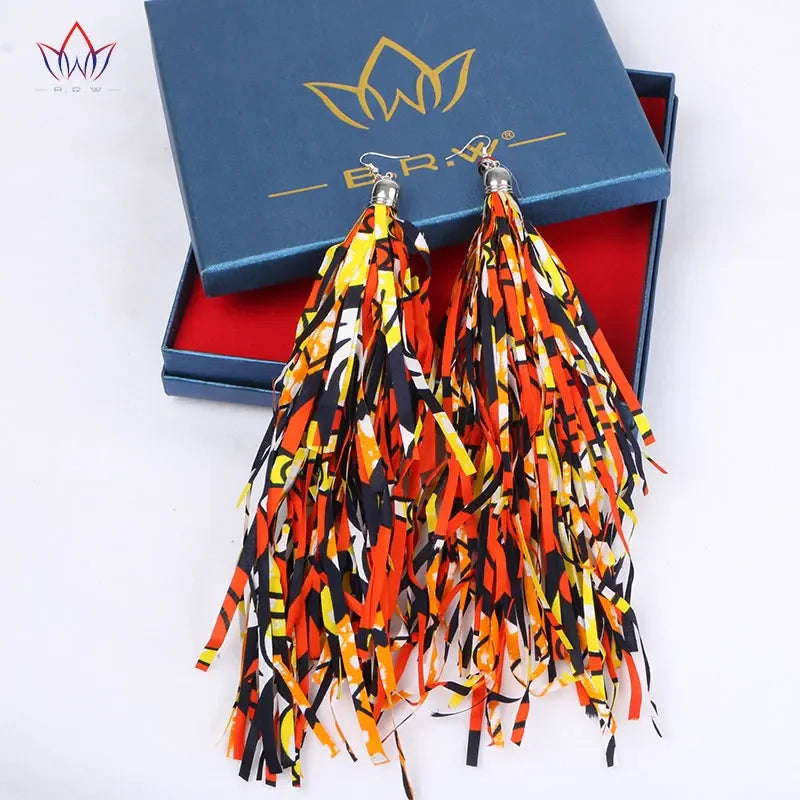Handmade African Fabric Earrings With Tassels