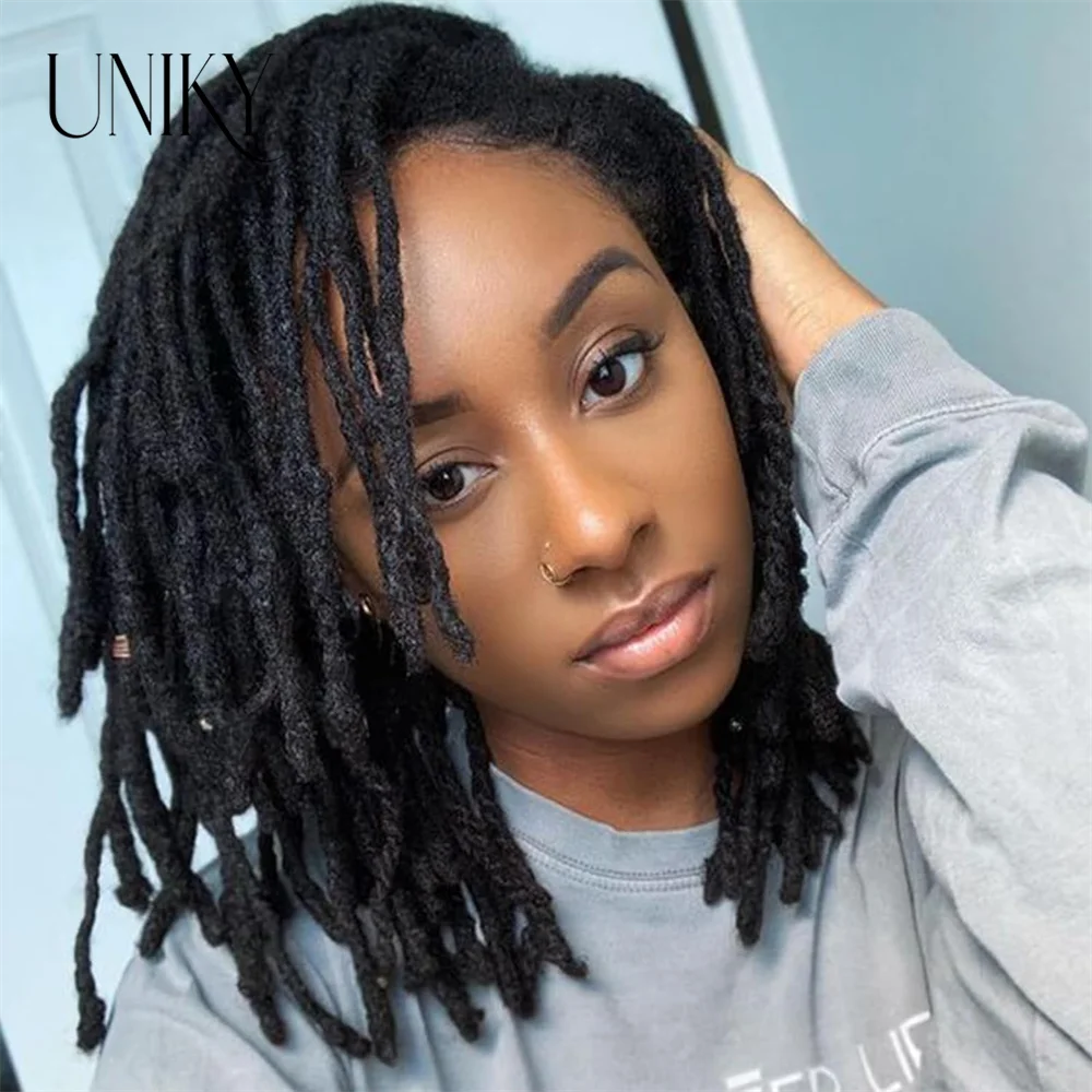 60 Strands Dreadlock Extensions For Men/Women Afro Kinky Straight 100% Human Hair Handmade Loc Extensions Hair Braids Crochet