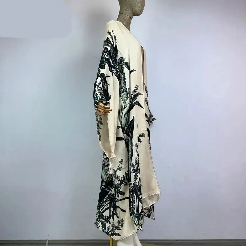 Kimono Kaftan Boho Soft Cardigan Leafs