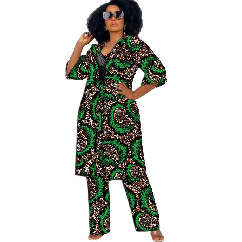 Elegant Ankara 2-Piece Pant Set with Long Jacket