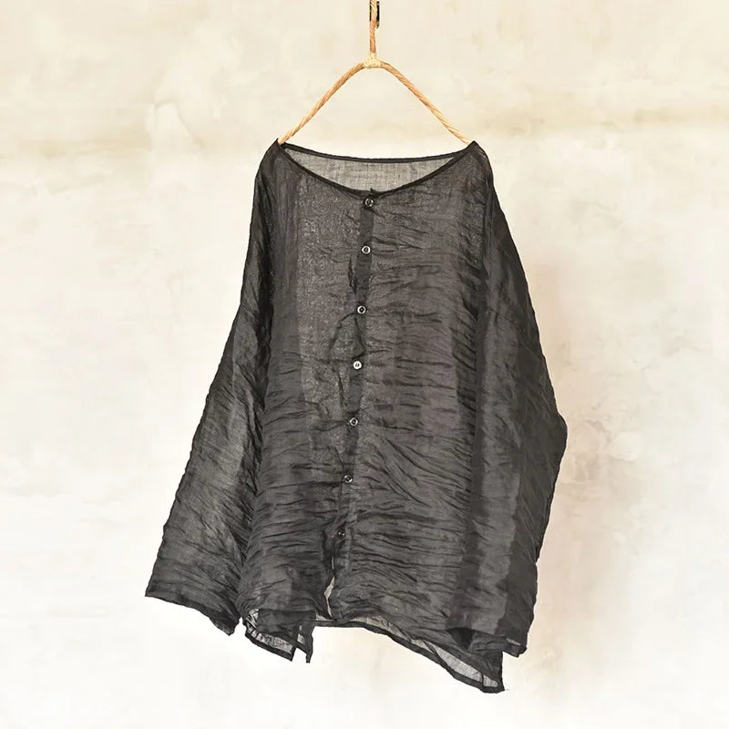 Vintage Linen Mori Blouse: Eco-Friendly Summer Fashion