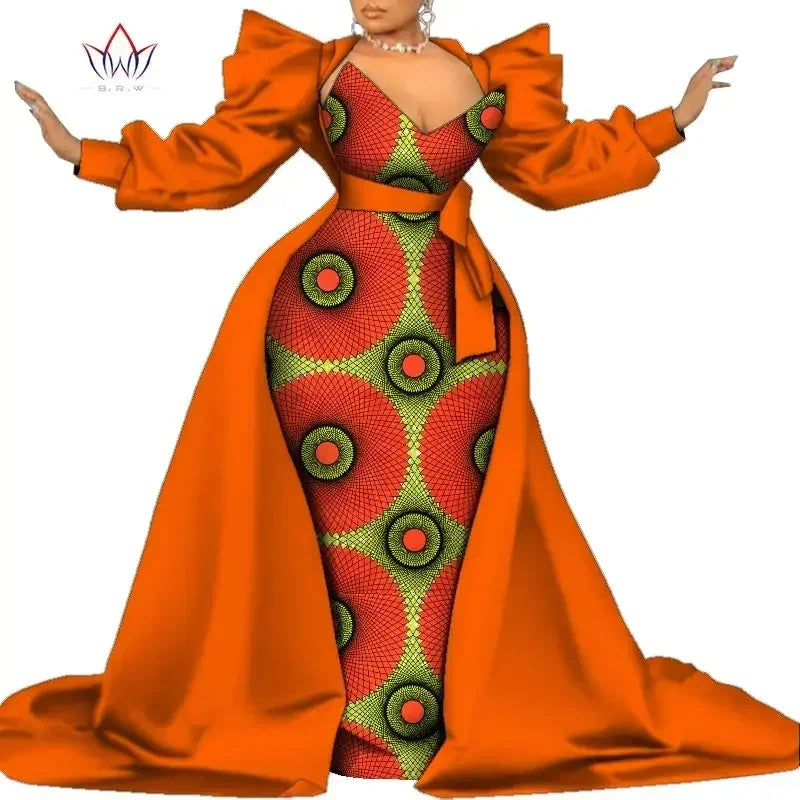 Robe Ankara africaine super élégante avec un train