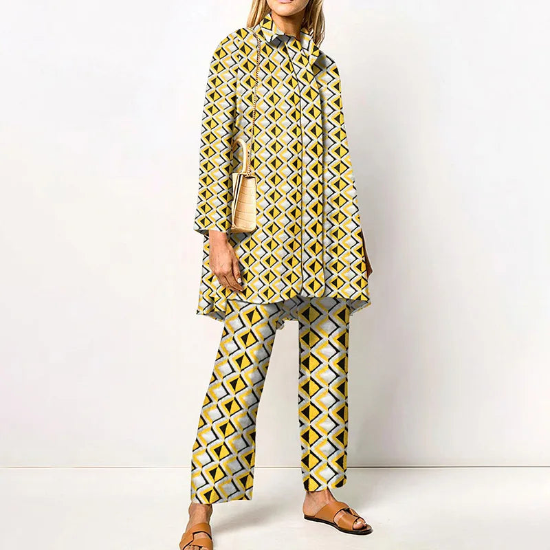 Vintage Printed Pant Sets for Women - Chic Autumn Style