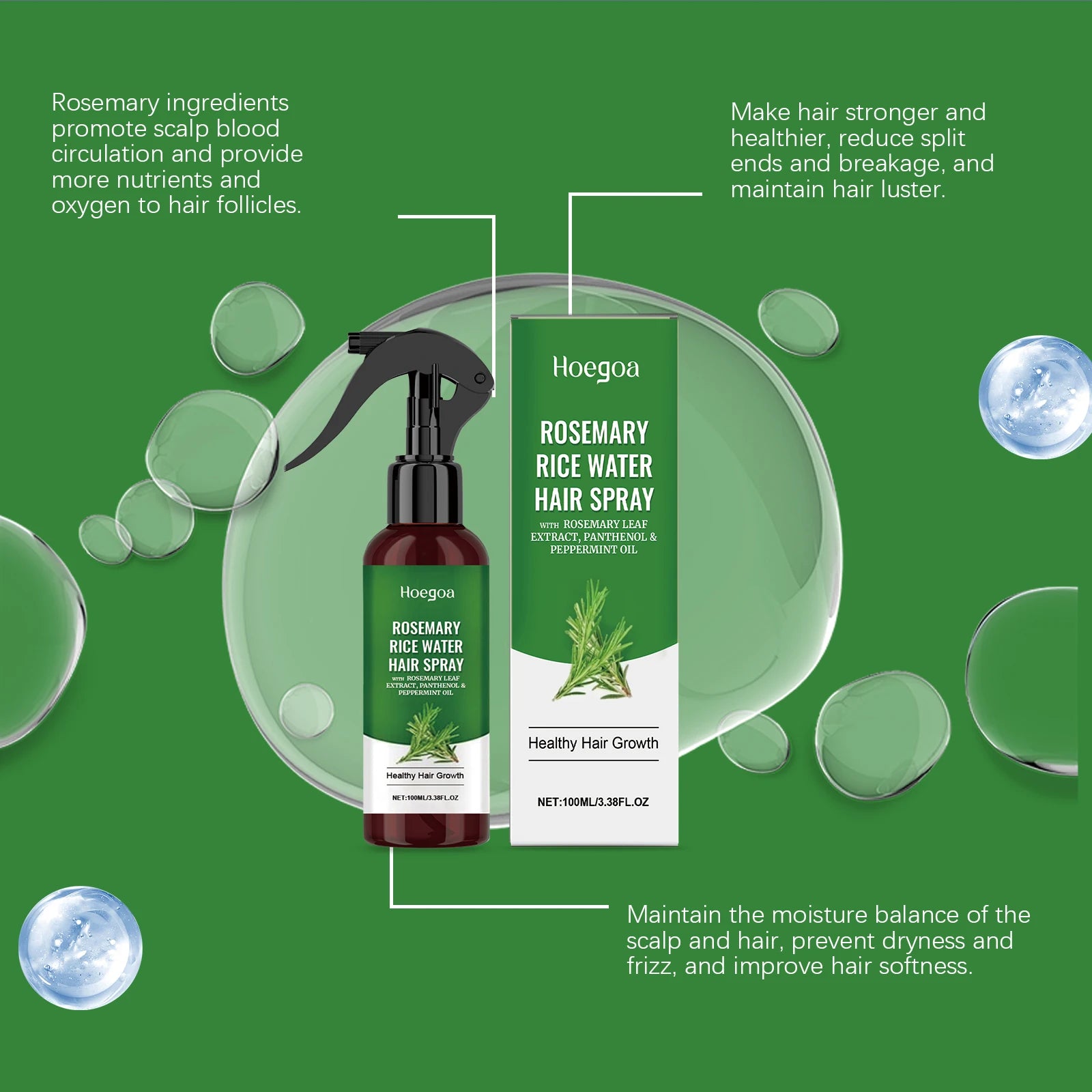 Rice Water Hair Spray with Rosemary (3.38 fl oz / 100ml)