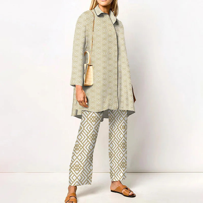 Vintage Printed Pant Sets for Women - Chic Autumn Style