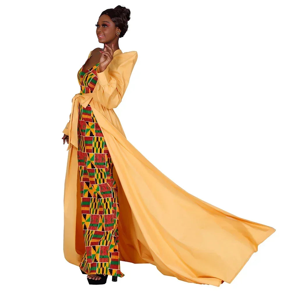 Robe Ankara africaine super élégante avec un train