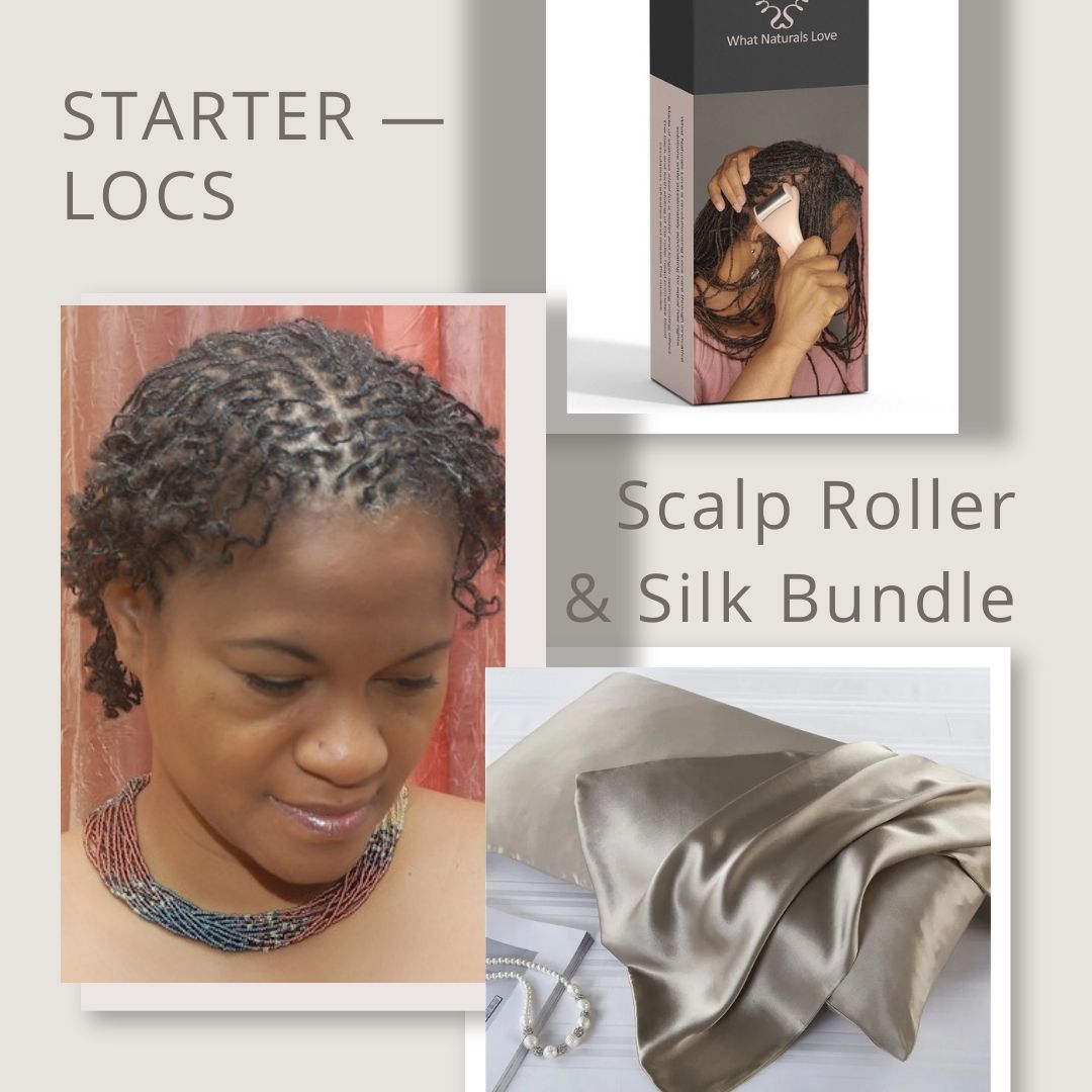 of scalp massage with roller and smooth silk pillowcase for hair protection.