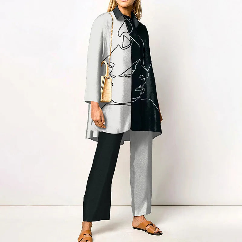 Vintage Printed Pant Sets for Women - Chic Autumn Style