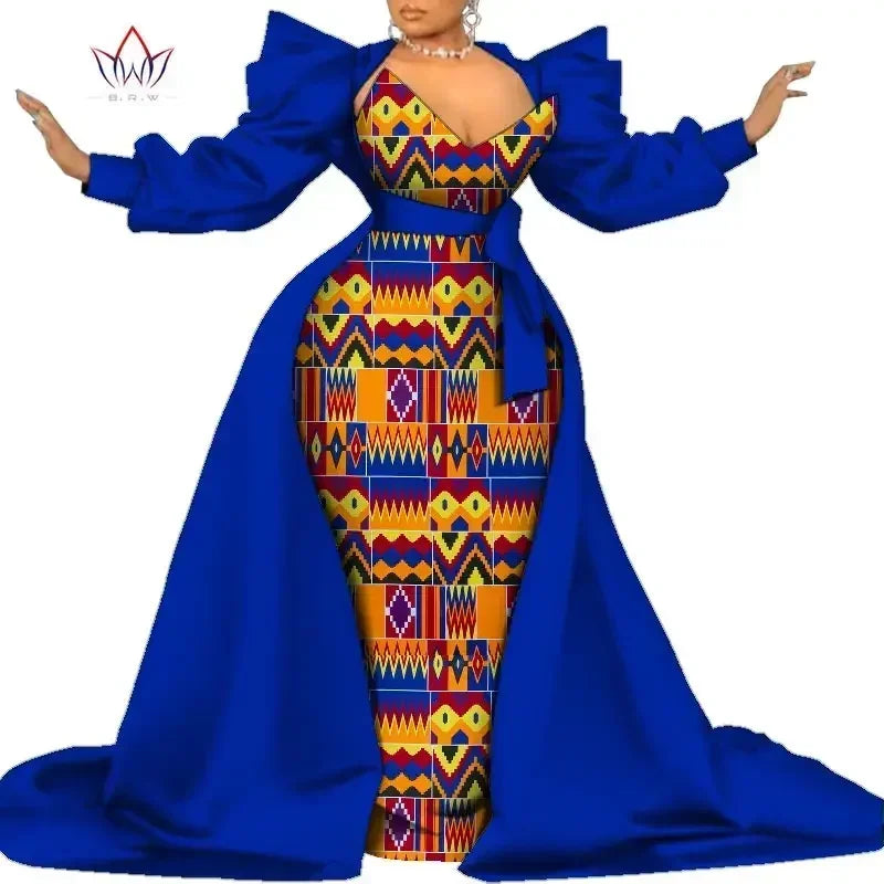 Robe Ankara africaine super élégante avec un train