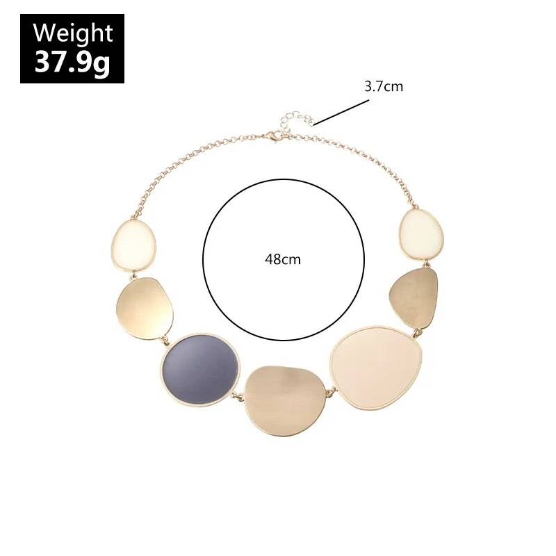 Golden Big Wafer Pendant Choker Necklaces for Women