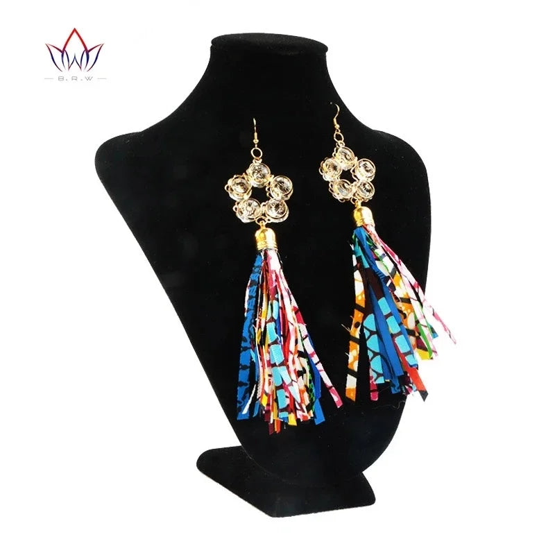 Handmade African Fabric Earrings With Tassels