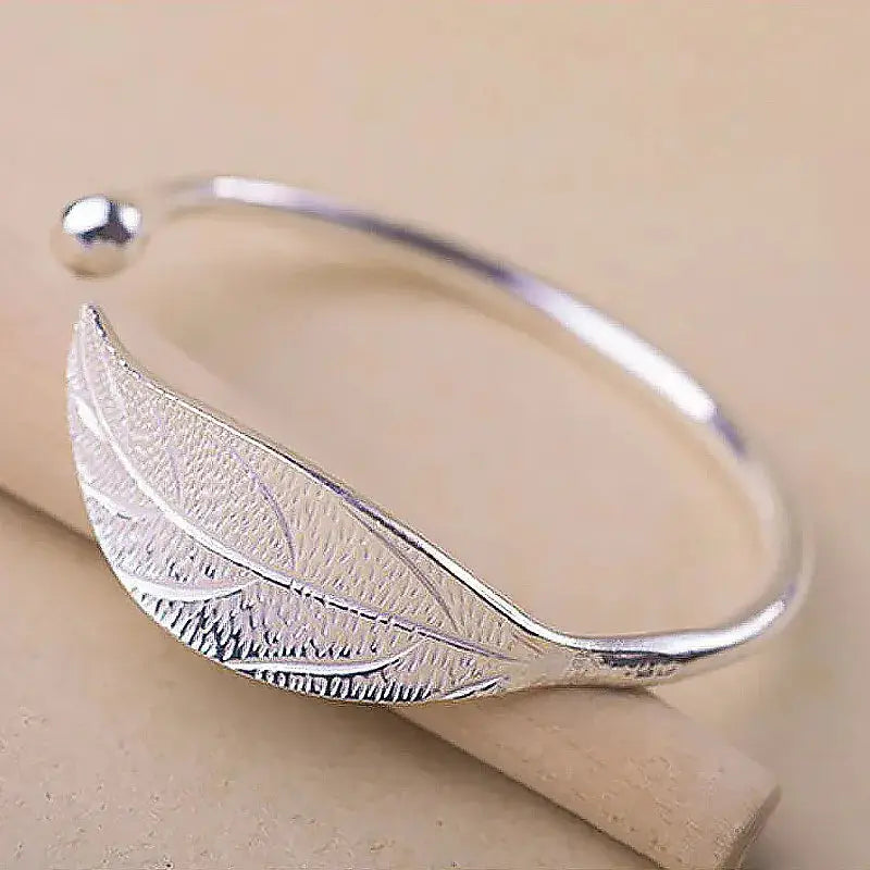 Sterling Silver Adjustable Open Leaf Hair Cuff Bracelet
