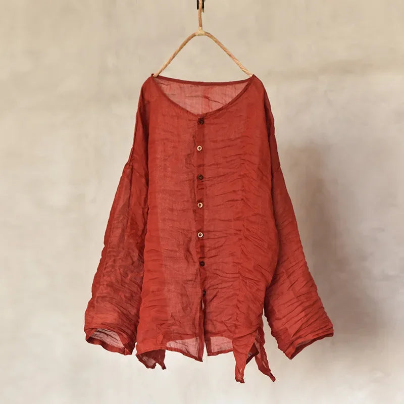 Vintage Linen Mori Blouse: Eco-Friendly Summer Fashion