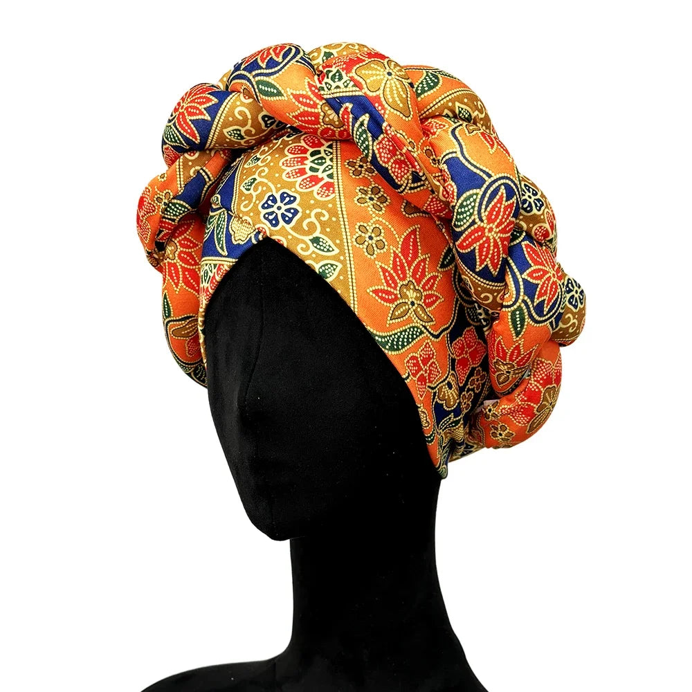 Ready-to-Wear Braided Headtie - Stylish Ankara Print Turban Hat for Weddings & Daily Wear
