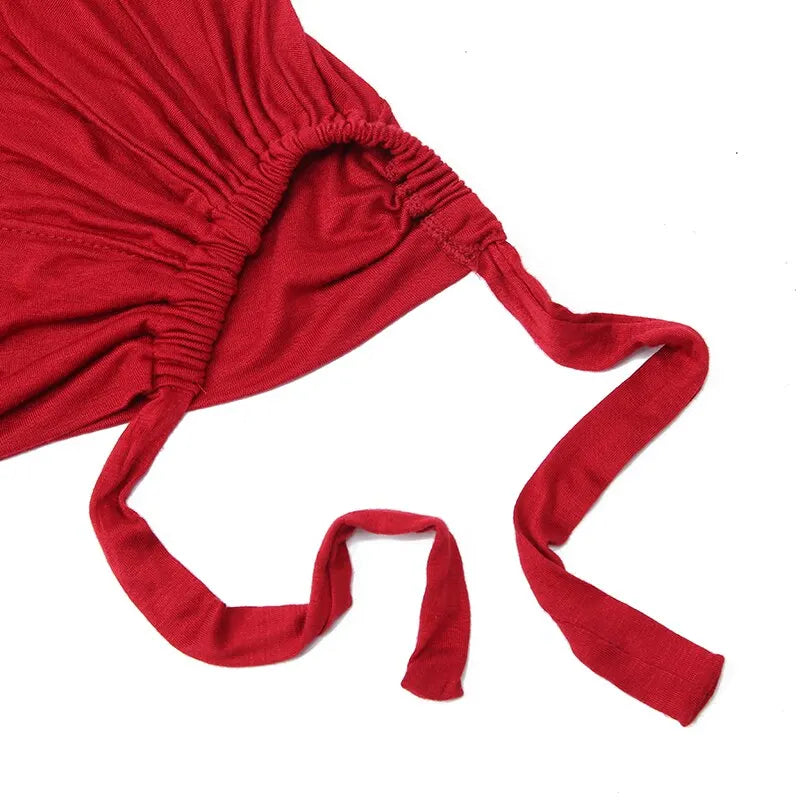 Close-up of the red adjustable headwrap&