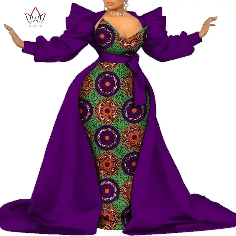 Robe Ankara africaine super élégante avec un train