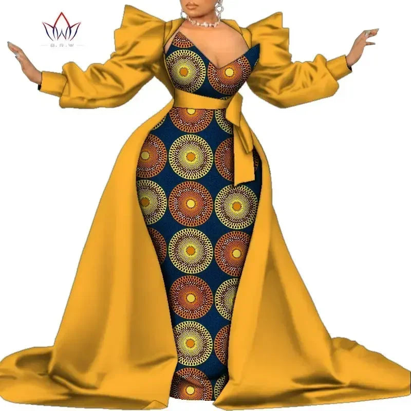 Robe Ankara africaine super élégante avec un train