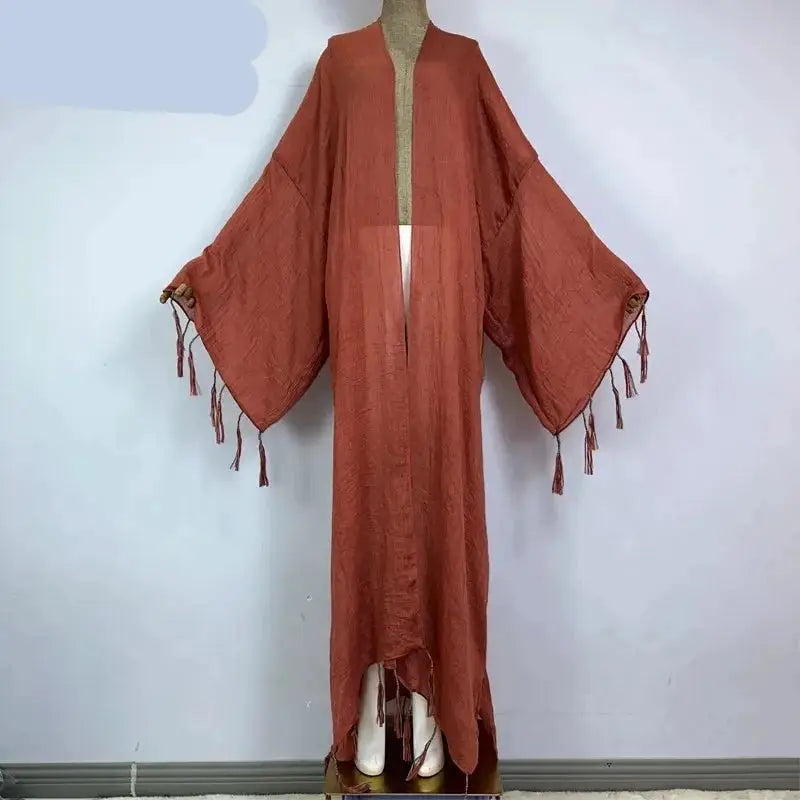Kimono Kaftan Boho Soft Cardigan Fringed sleeves