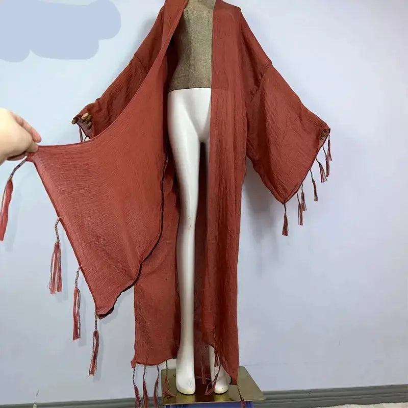 Kimono Kaftan Boho Soft Cardigan Fringed sleeves