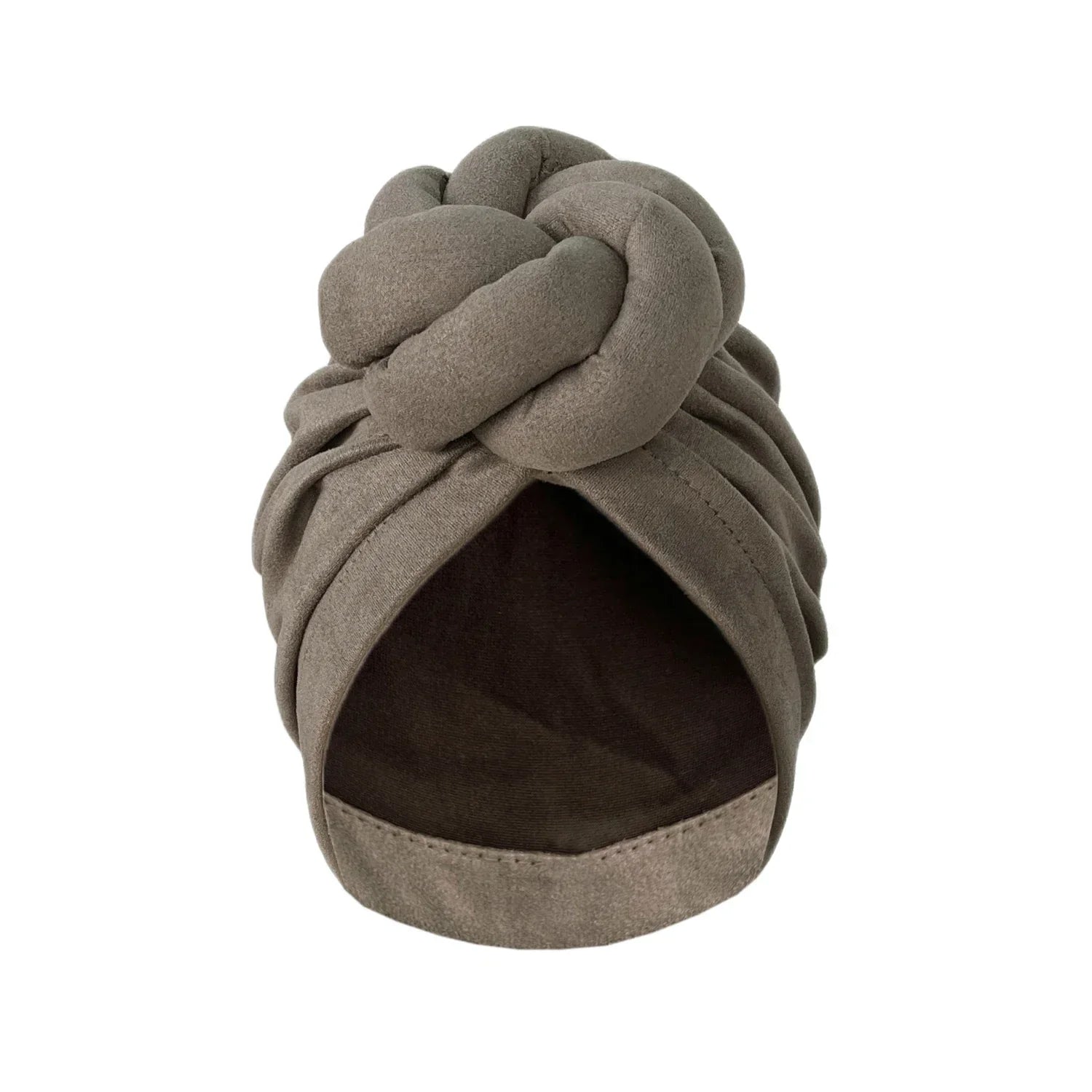 Gray soft knotted turban headwrap featuring a twisted knot design, perfect for casual and formal wear.