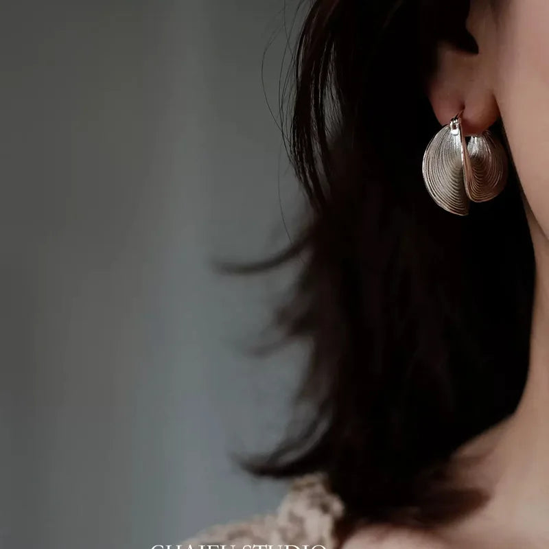 Spiral Ear Buckle Earrings Silver