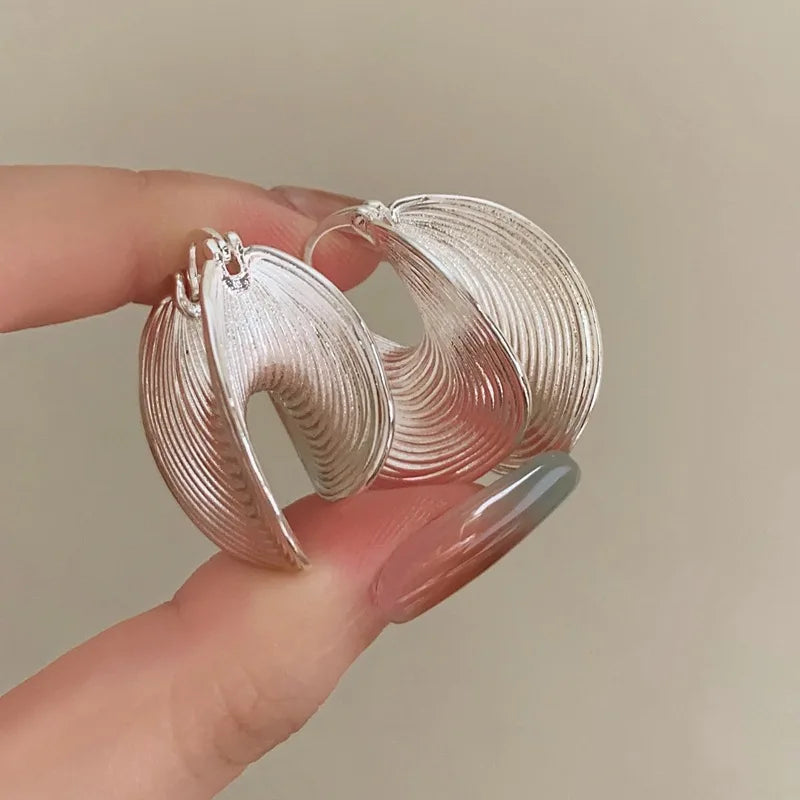 Spiral Ear Buckle Earrings Silver