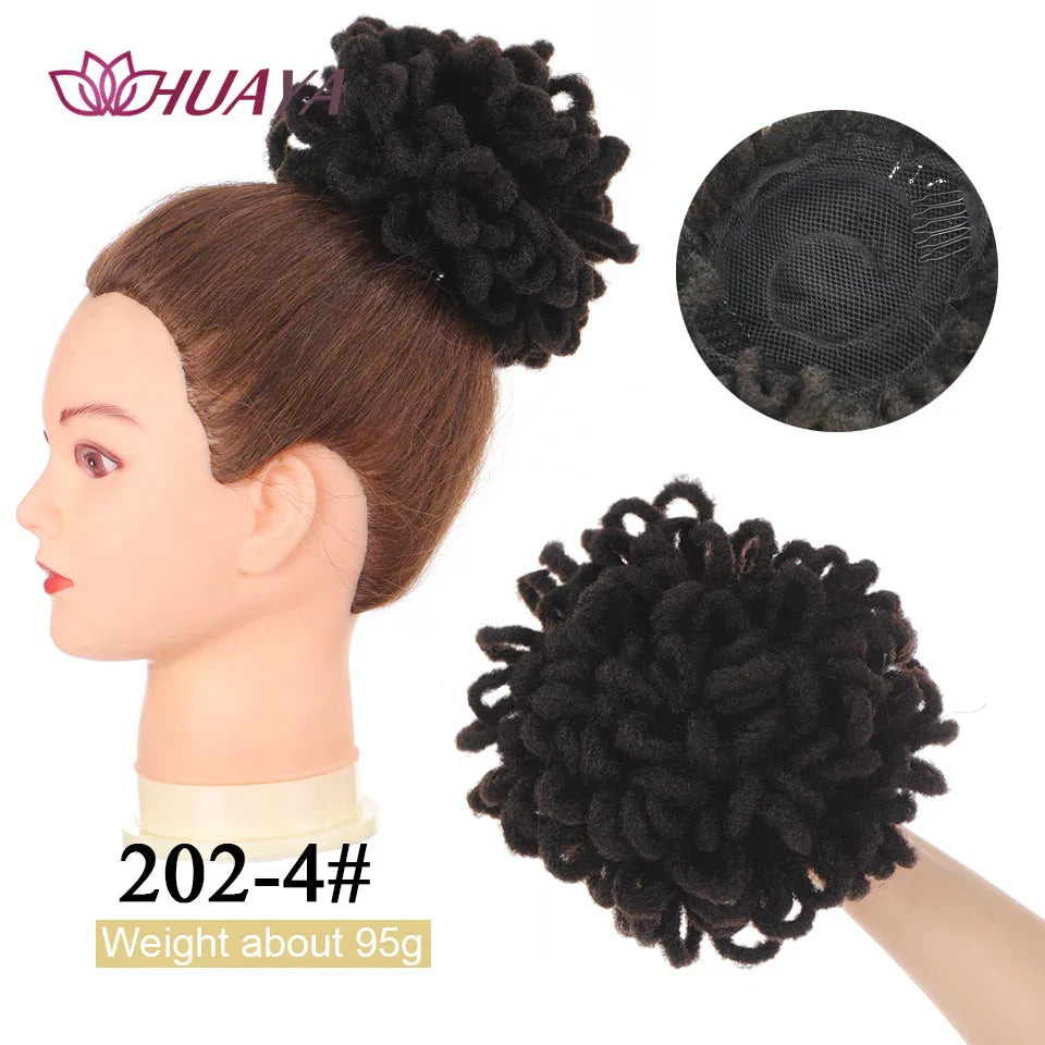 Dark brown dreadlocks hair extensions loc bun with a lightweight design. Perfect for quick and easy styling.