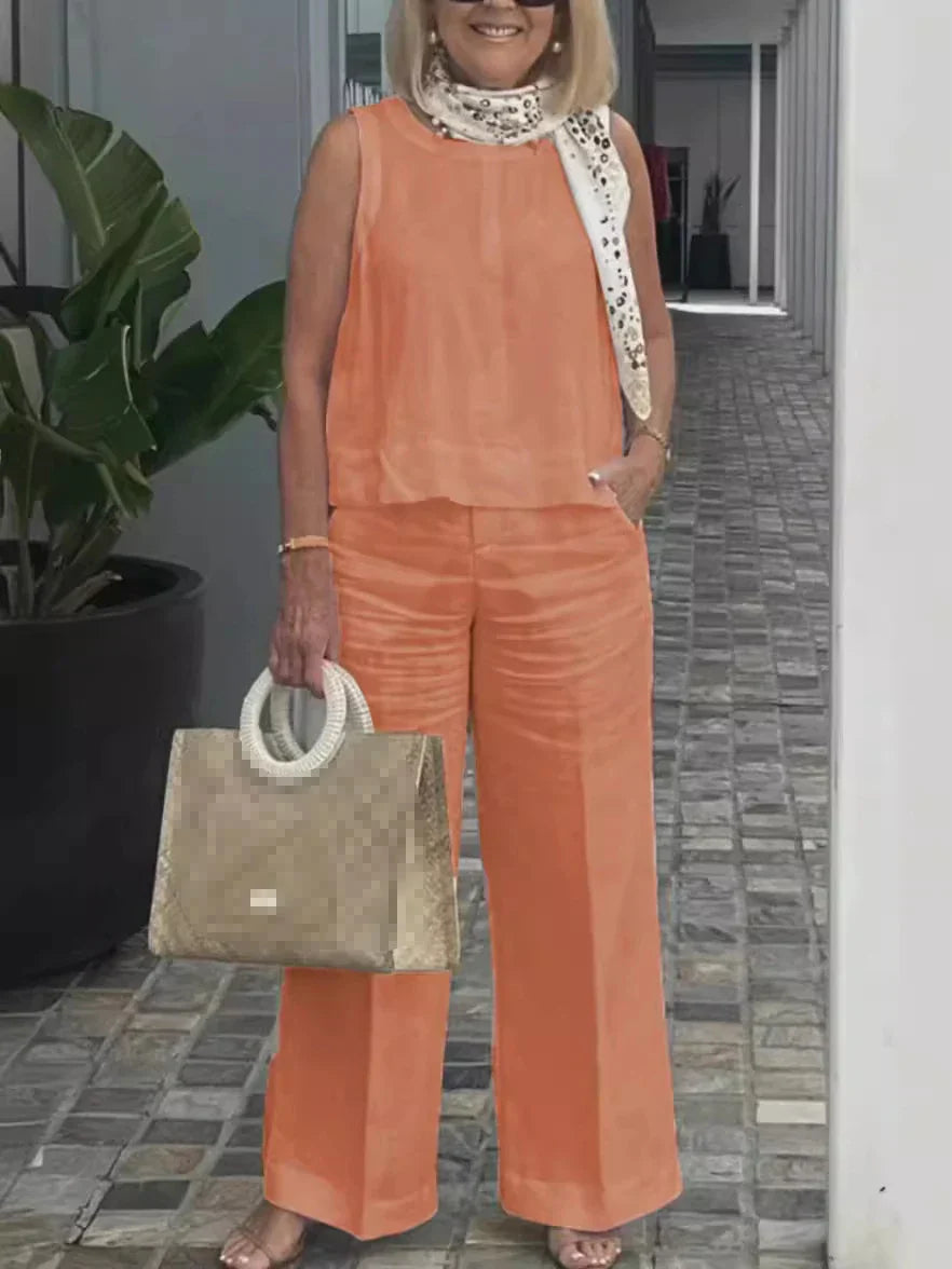 Women’s Sleeveless Top & Wide-Leg Pants