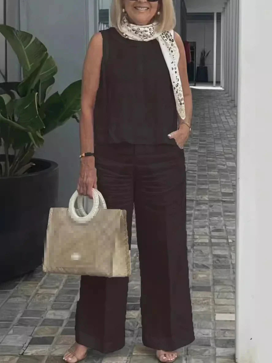 Women’s Sleeveless Top & Wide-Leg Pants