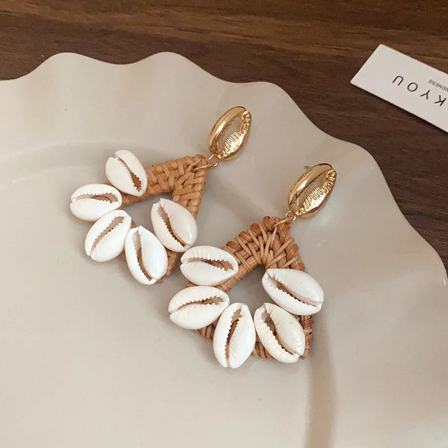 Double hoop Cowrie Shell earrings