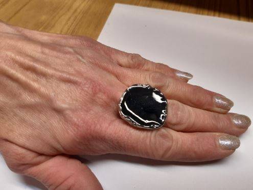 Vintage Enamel Punk Black Classic Stone Ring