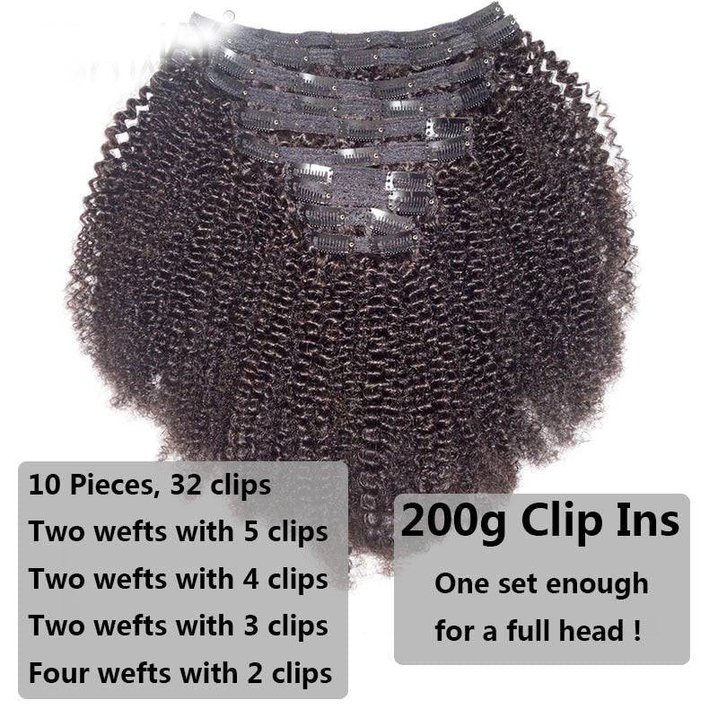Natural 4B 4C Virgin Afro Human Hair Clip Ins