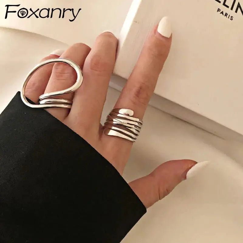 Gold Distorted Geometric Rings for Women