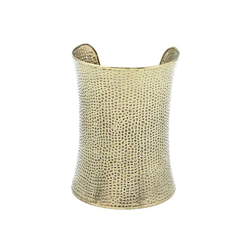 Antique gold-tone textured hair cuff for locs, sisterlocks, dreadlocks, and braids. Stylish and non-damaging ponytail holder for elegant hairstyles.