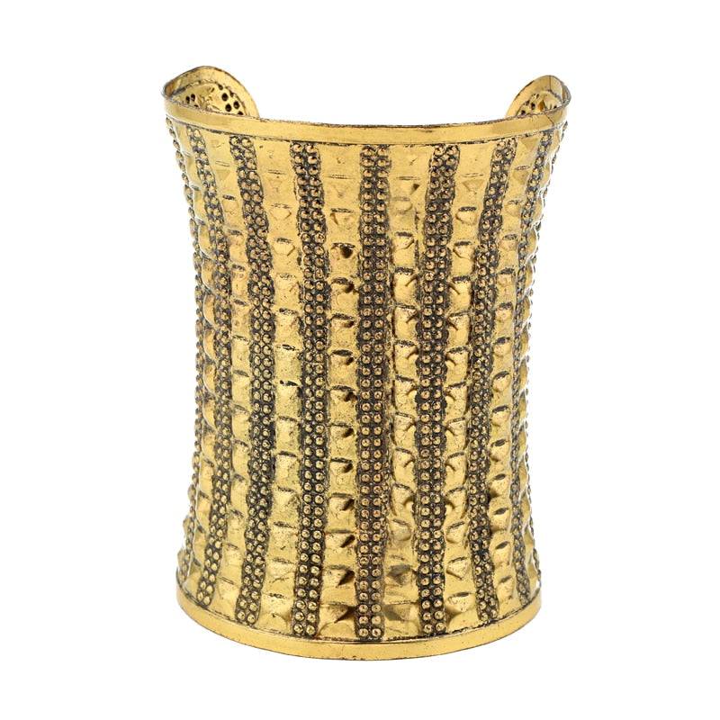 Antique gold-tone striped hair cuff for locs, sisterlocks, dreadlocks, and braids. Stylish and non-damaging ponytail holder for elegant hairstyles.