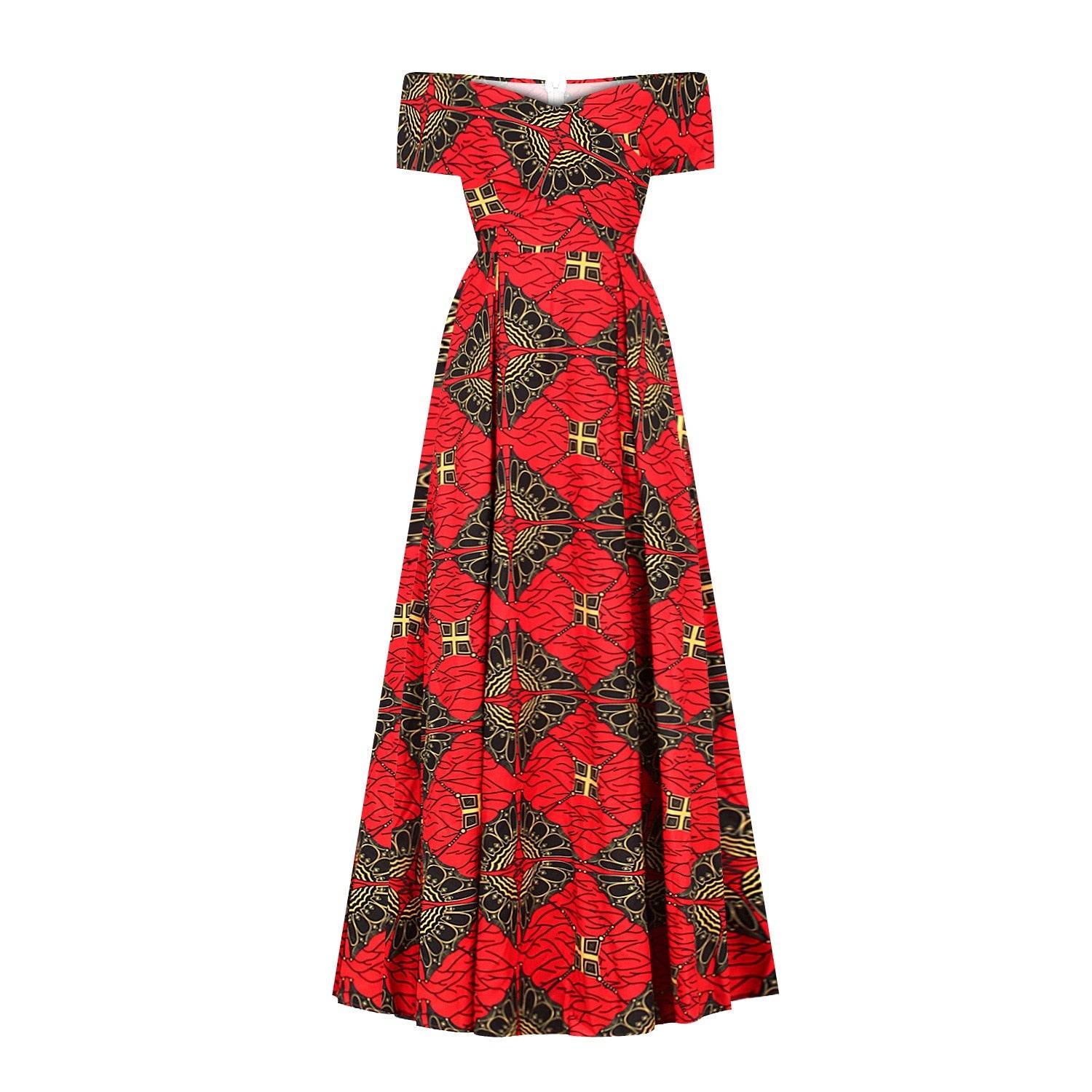 Afrikaanse off-shoulder maxi-jurk