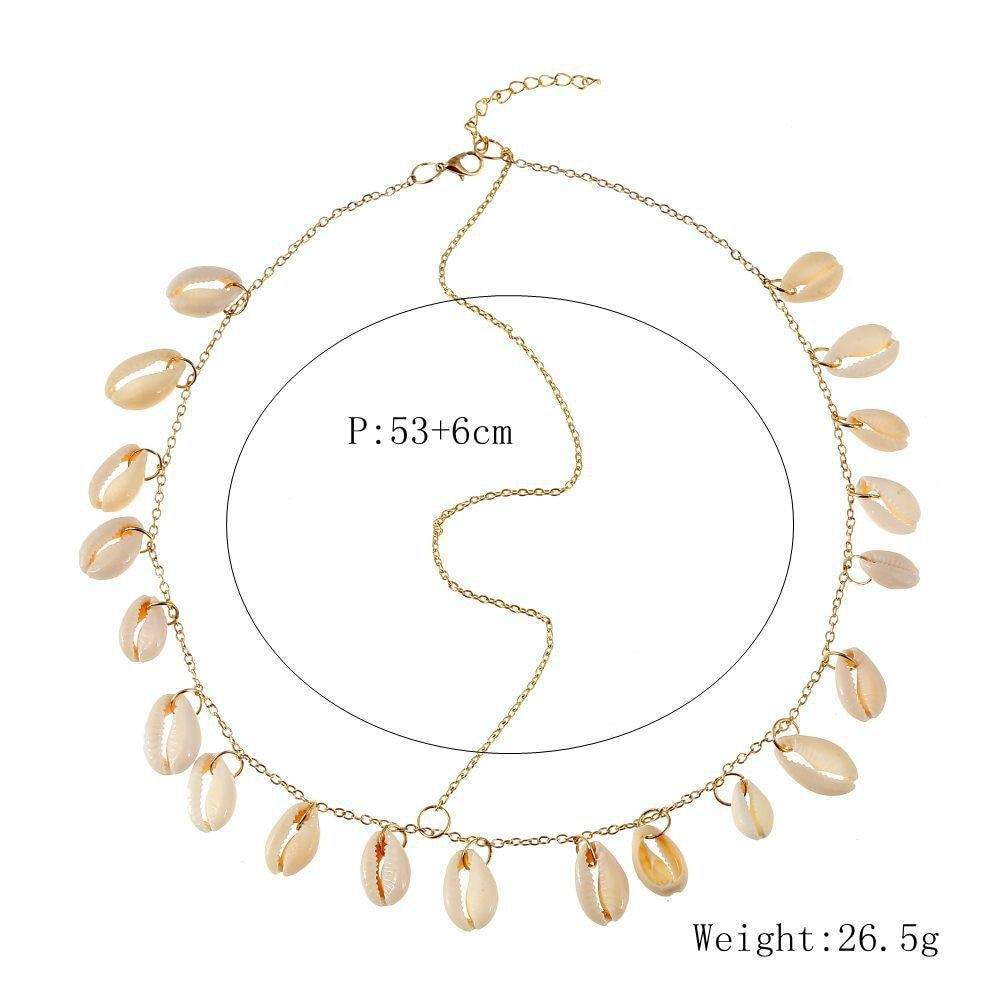 Chaîne bijoux cheveux coquillage cauri