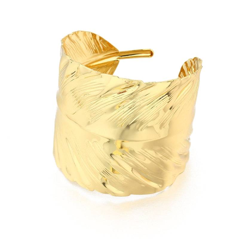 Simple Gold Leaf Open Cuff Bangles Bracelets For Women