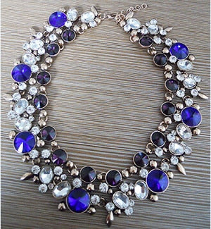 Indian Large Collar Chokar Necklace with Crystal Rhinestone Necklace for Women