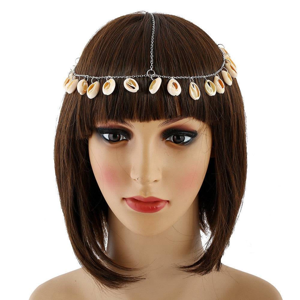 Chaîne bijoux cheveux coquillage cauri