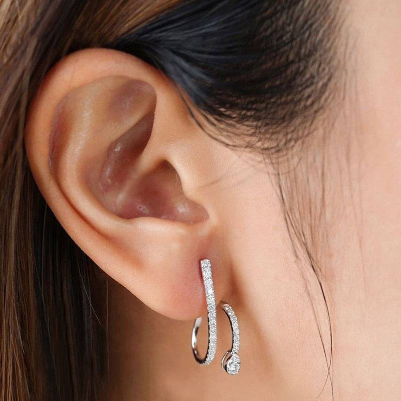 Huitan Silver Color Claws Stud Earrings with Crystal Stone Modern Design For Women